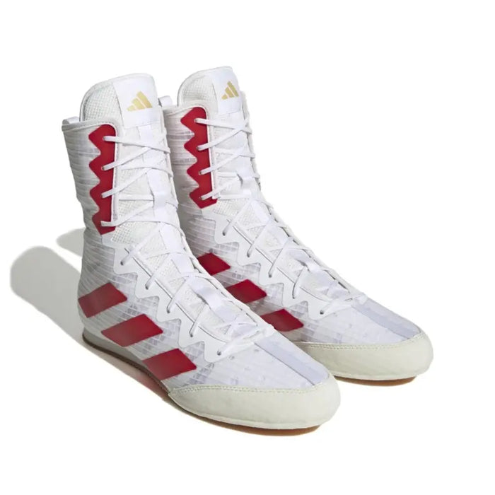 Adidas Box Hog 4 Boxing Shoes Boots White/Red Lace Up