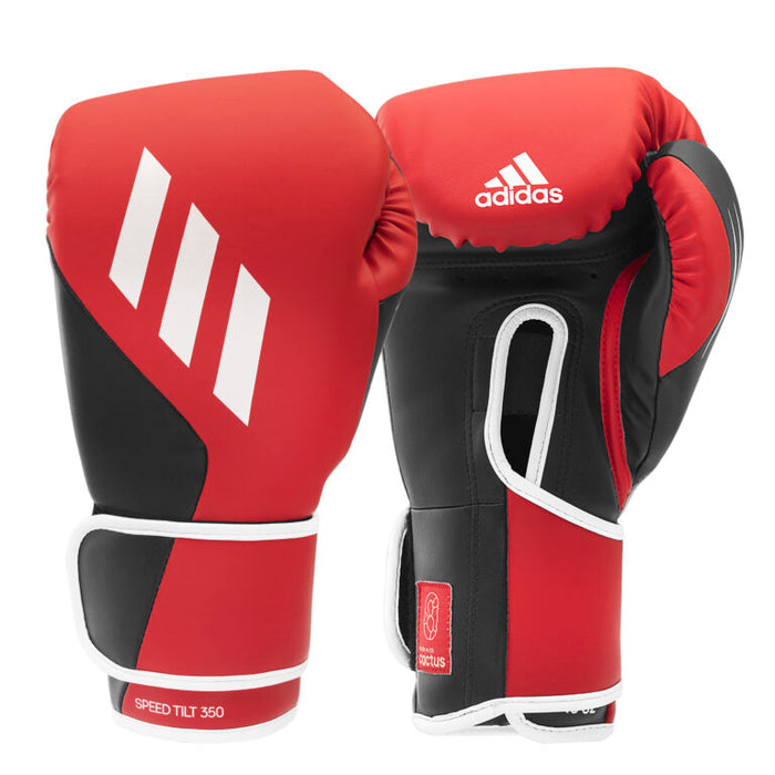 Adidas Speed TILT 350 Pro Training Boxing Gloves Cactus Leather Strap Red/Black