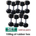 Rubber Hex Dumbell Weights Pack 2-10KG 180KG Set Gym Equipment Commercial Grade - Dumbbell Sets & Dumbbell Racks - MMA DIRECT