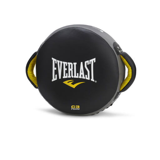 Everlast C3 Leather Round Punch Shield Pad - Black / Yellow - Round Punch Shields - MMA DIRECT