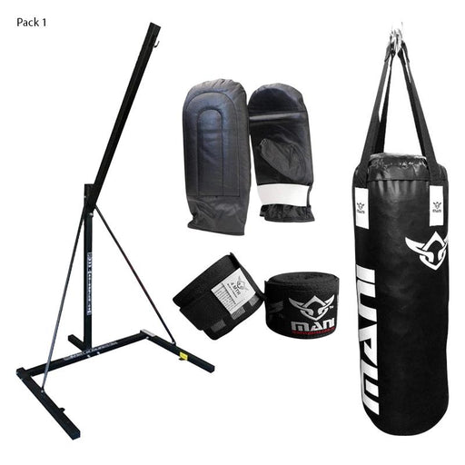 Mani Single Bag Stand Combo Bag + Mitts + Hand Wrap Set Pack - Punching Bag - MMA DIRECT