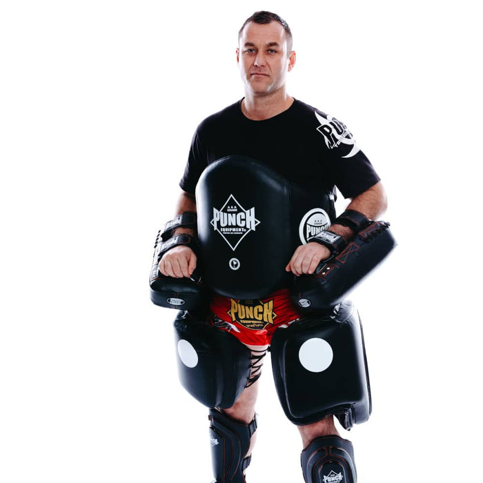 PUNCH Black Diamond Trainer Thigh Leg Pads Premium Kickboxing Muay Thai Training - Thigh Guard - MMA DIRECT