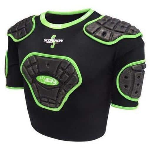 Madison Scorpion Junior Protective Vest - Black/Green Small Boys Rugby League NRL - Rugby League Shoulder Guards - MMA DIRECT