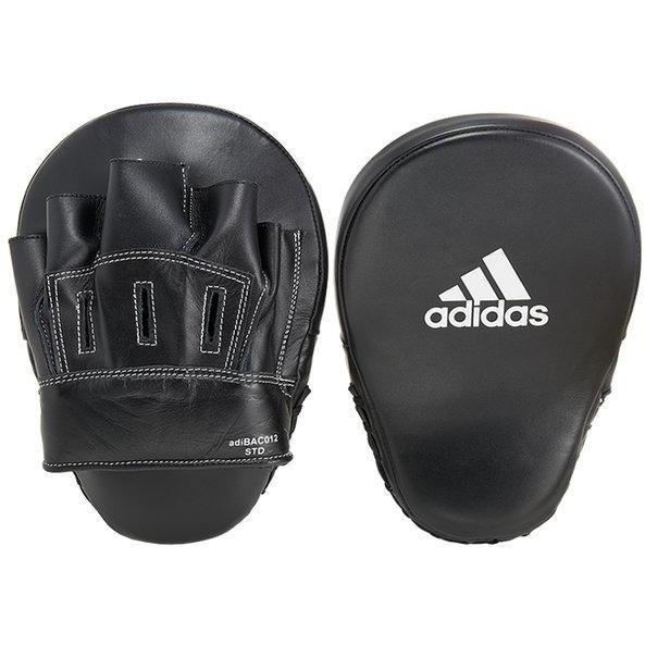 Adidas Leather Slim Curved Focus Mitts Punch Pads Training Boxing Black - Focus Pads - MMA DIRECT