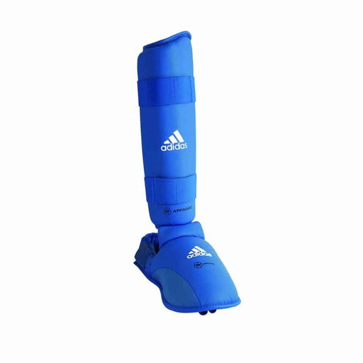Adidas WKF Approved Leg/Instep Protector Guard Blue/Red Boxing Thai MMA - Martial Arts Shin Guards - MMA DIRECT