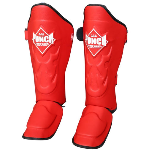 Punch Talon Leather Deluxe Instep Shin Pads Guards - Red - Shin/Instep Guard - MMA DIRECT