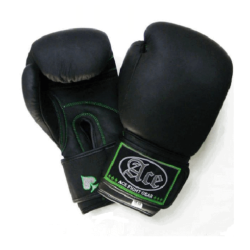 ACE "ILL Fortune" Leather Boxing Gloves Black 8oz 10oz 12oz 14oz 16oz - Boxing Gloves - MMA DIRECT