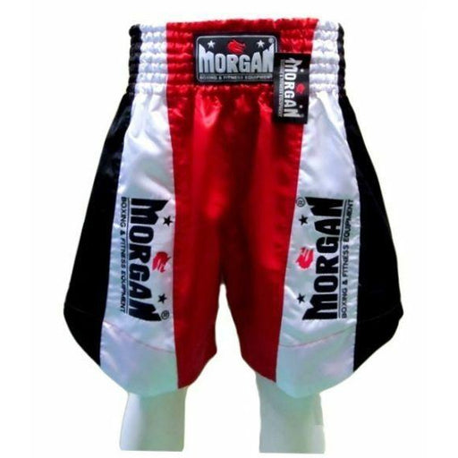 Morgan Elite Pro Boxing Shorts Deluxe Heavy Satin Red Blue - Boxing Shorts - MMA DIRECT