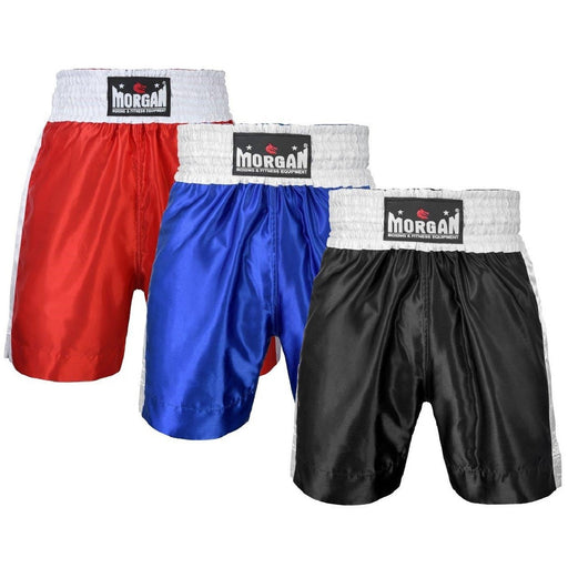 Morgan Boxing Shorts Heavy Satin Red Blue Black - Boxing Shorts - MMA DIRECT