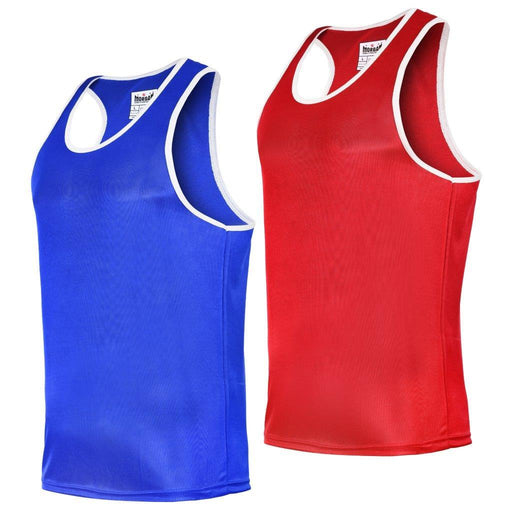 Morgan Boxing Singlet Red / Blue Ultra Light Weight Polyester - T-Shirts - MMA DIRECT