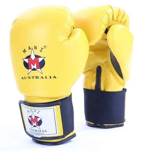 Mani Yellow S. Leather Boxing Gloves [10oz 12oz 16oz] Sparring Training - Boxing Gloves - MMA DIRECT