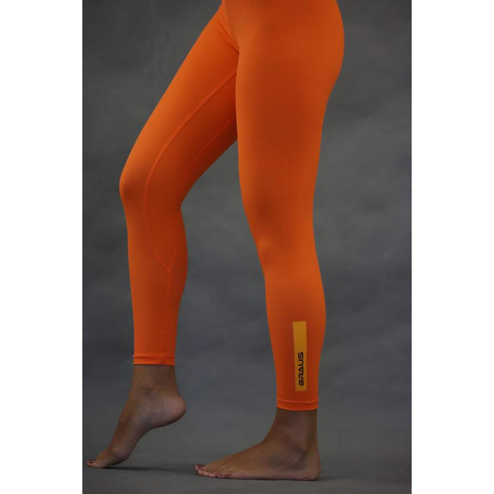 Braus Womens Warrior High Rise Full Length Compression Pants – Orange