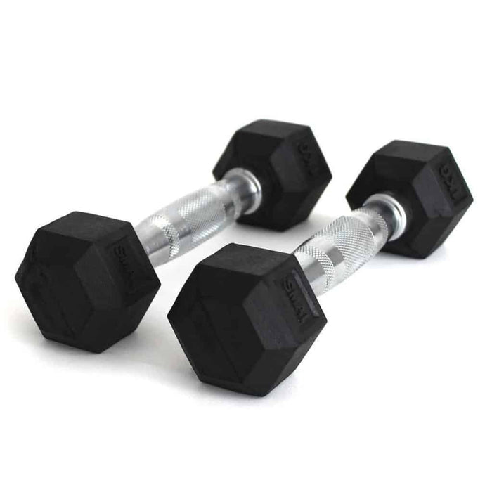 SMAI -  Rubber Hex Dumbbell Set 1-10kg (Pair) with Storage Rack - Dumbbell Sets & Dumbbell Racks - MMA DIRECT