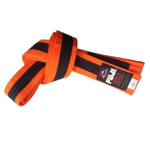 FUJI Kids Jiu-Jitsu Orange-Black Belt BJJ 100% Cotton Premium Quality - Martial Arts Belts - MMA DIRECT