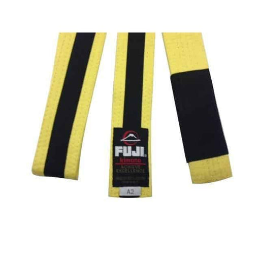 FUJI Kids Jiu-Jitsu Yellow-Black Belt BJJ 100% Cotton Premium Quality - Martial Arts Belts - MMA DIRECT