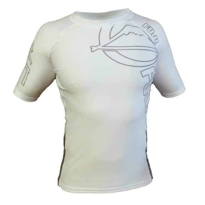 FUJI Inverted Short Sleeve Rash Guard White Anti Microbial MMA BJJ Thai - Boxing Shirt - MMA DIRECT