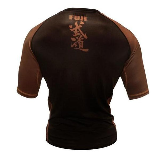 FUJI IBJJF Approved Short Sleeve Rash Guard Brown MMA BJJ Thai - Rash Guards - MMA DIRECT