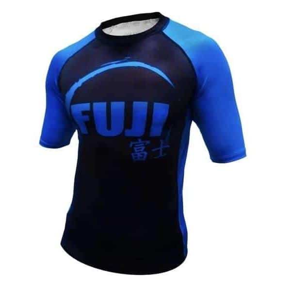 FUJI IBJJF Approved Short Sleeve Rash Guard Blue MMA BJJ Thai - Rash Guards - MMA DIRECT