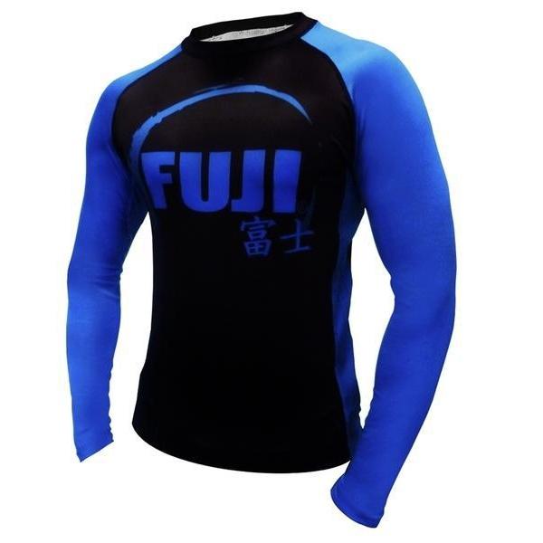 FUJI IBJJF Approved Long Sleeve Rash Guard Blue MMA BJJ Thai - Rash Guards - MMA DIRECT