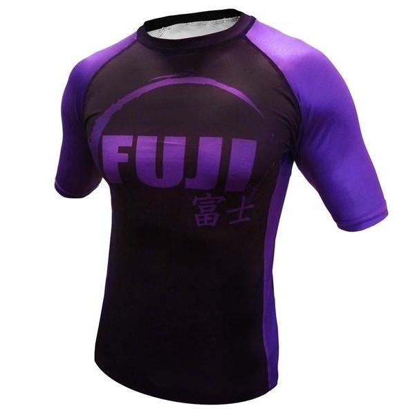 FUJI IBJJF Approved Short Sleeve Rash Guard Purple MMA BJJ Thai - Rash Guards - MMA DIRECT