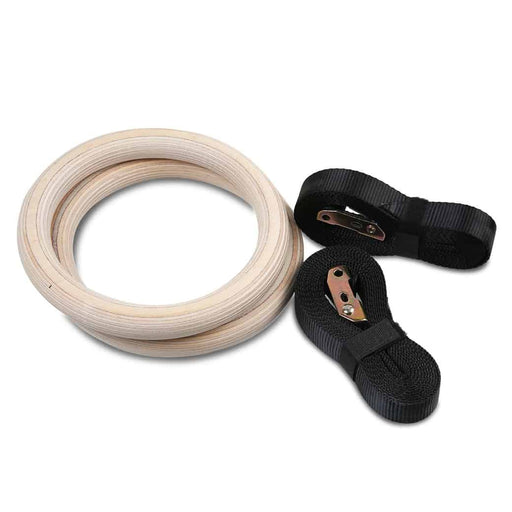STRIKE Wooden Gym Rings SET with Heavy Duty Nylon Straps - Suspension Trainers & Power Gym Rings - MMA DIRECT