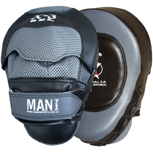 Mani Gel Curved Leather Focus Pads Boxing MMA Muay Thai Training MFP-301 - Focus Pads - MMA DIRECT