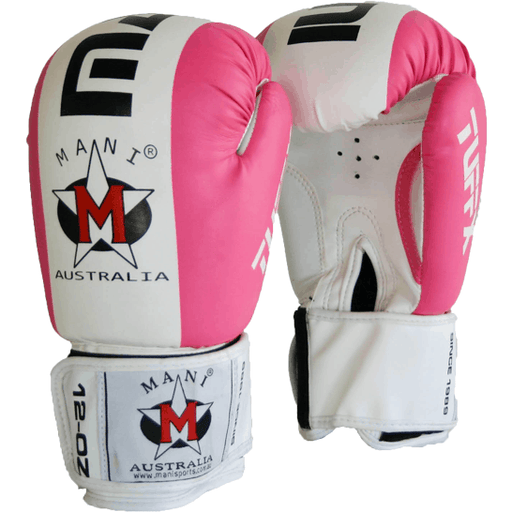 Mani Womens TUFFX Boxing Gloves - Pink & White - Ladies Boxing Gloves - MMA DIRECT