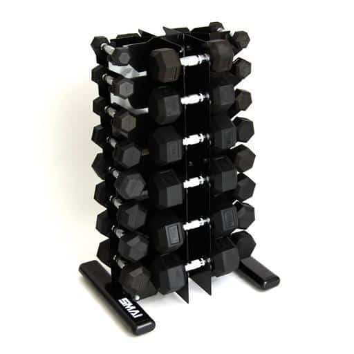 SMAI -  Rubber Hex Dumbbell Set 1-20kg (Pair) with Storage Rack - Dumbbell Sets & Dumbbell Racks - MMA DIRECT