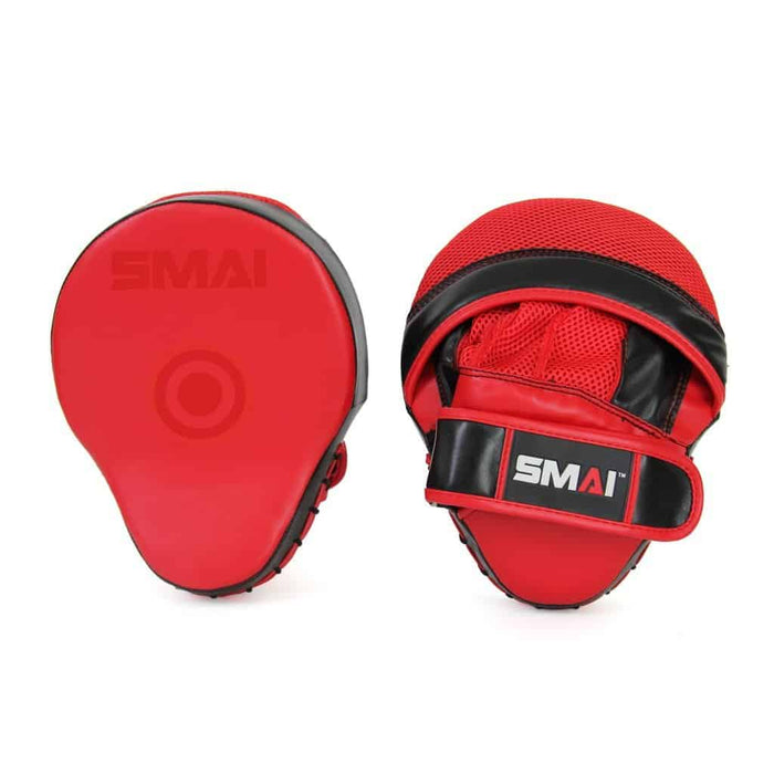 SMAI Synthetic Alpha Focus Mits Pads Red and Black - Focus Pads - MMA DIRECT