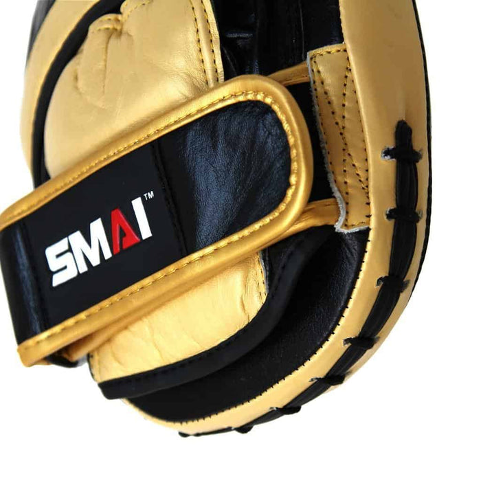 SMAI Mexican Micro Focus Mitts Pads Pair Gold and Black - Focus Pads - MMA DIRECT