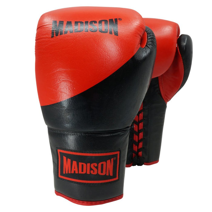 Madison Platinum Lace-up Boxing Gloves - Red/Black Boxing - Boxing Gloves - MMA DIRECT