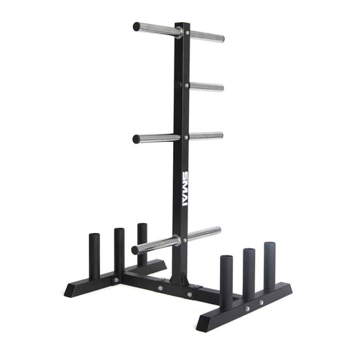 SMAI - Olympic Bumper Plate Tree & Barbell Holder - Olympic Bumper Plate Storage - MMA DIRECT