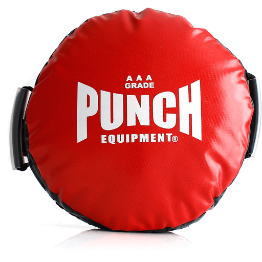 PUNCH Deluxe Red Round Boxing Shield 3.5kg Custom Handles AAA Rated - Round Punch Shields - MMA DIRECT