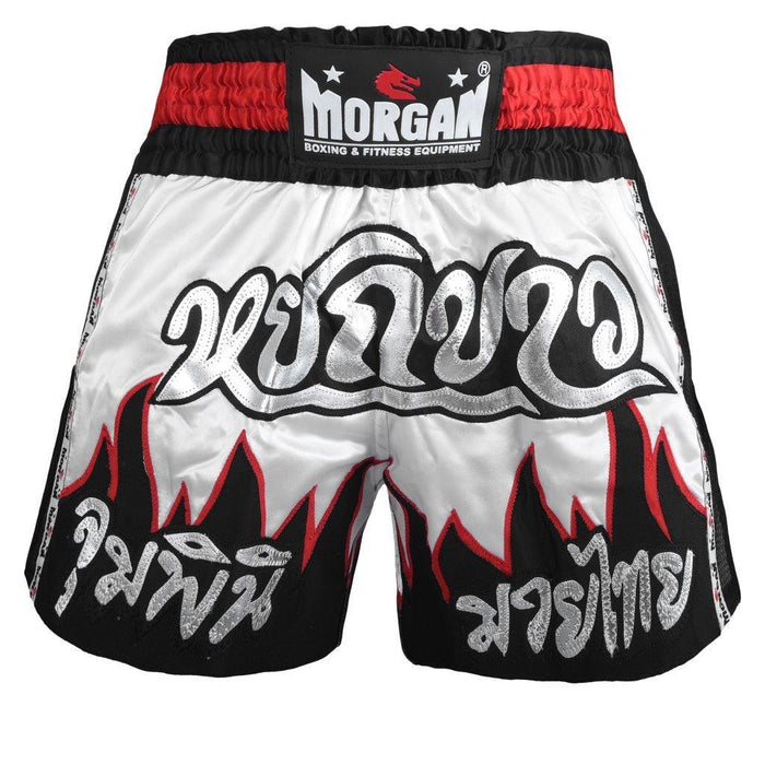 Morgan V2 Flame Muay Thai Shorts - White / Red