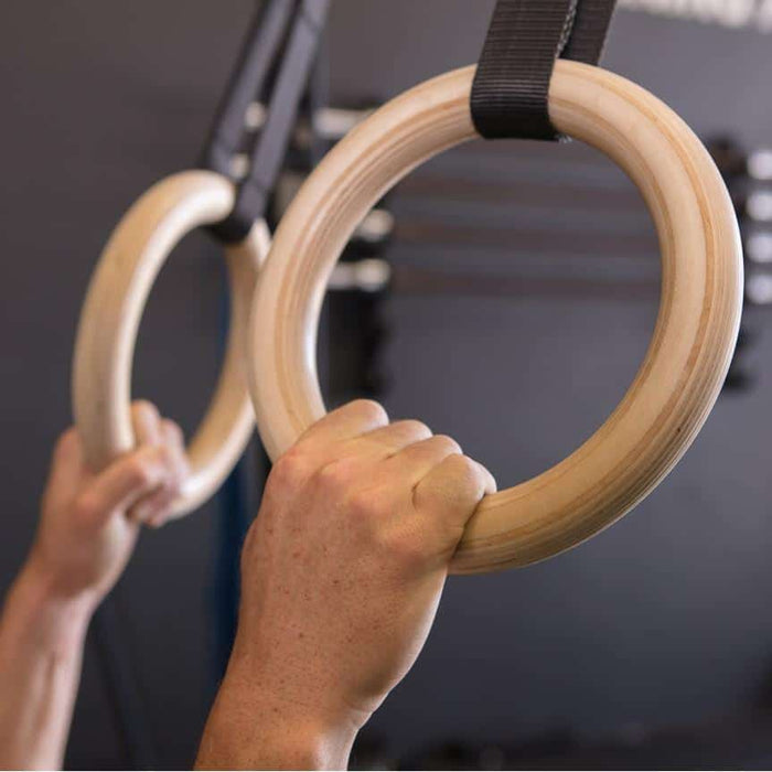 SMAI - Wooden Gym Rings - Easy Straps - Suspension Trainers & Power Gym Rings - MMA DIRECT