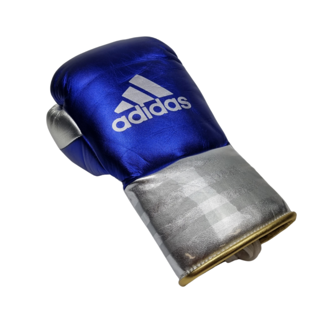 Adidas Speed 750 Adistar Fight Glovess Blue/Silver/Gold Lace-Up-8oz - Boxing Gloves - MMA DIRECT