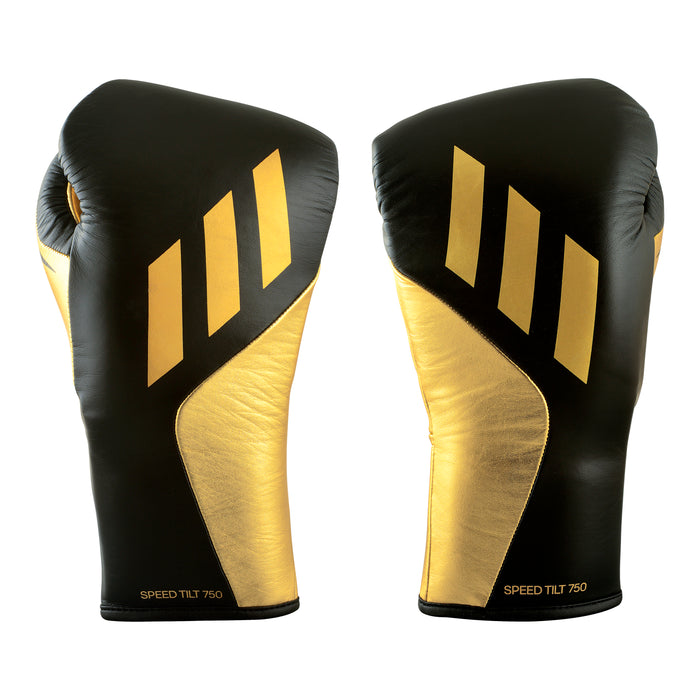 Adidas Speed TILT 750 Pro Lace-up Boxing Gloves Leather Black/Gold - Boxing Gloves - MMA DIRECT
