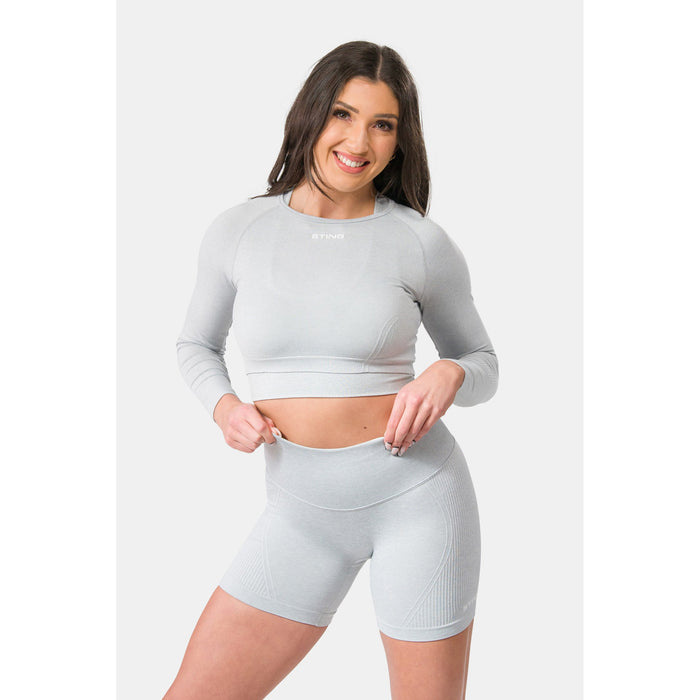 Sting Allure Seamless Womens Long Sleeve Crop Top - Grey - Activewear - MMA DIRECT