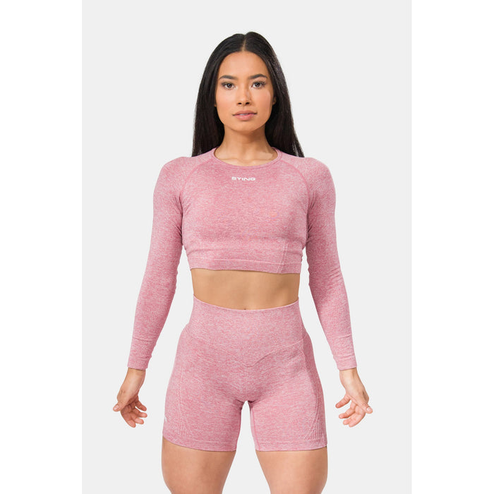 Sting Allure Seamless Womens Long Sleeve Crop Top - Pink - Activewear - MMA DIRECT