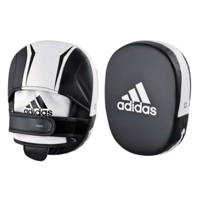 Adidas Speed 550 Micro Air Leather Focus Pads Mitts - Black / White - Focus Pads - MMA DIRECT