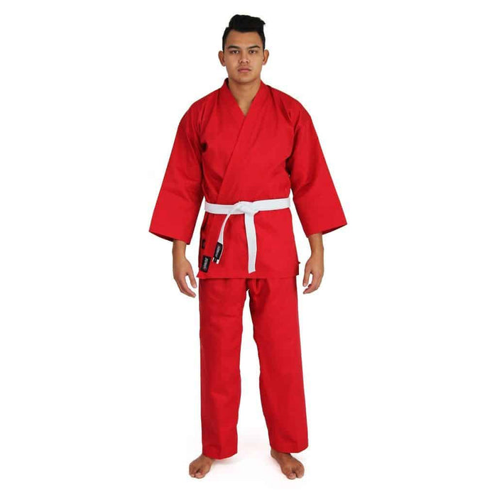 SMAI Karate Uniform 8oz Student Gi (Red) Double Stitched + White Belt - Karate Gi - MMA DIRECT