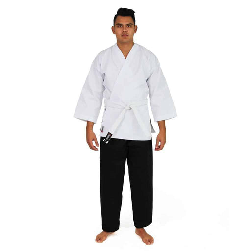 SMAI Karate Uniform 8oz Student Gi (Salt & Pepper) Double Stitched + White Belt - Karate Gi - MMA DIRECT