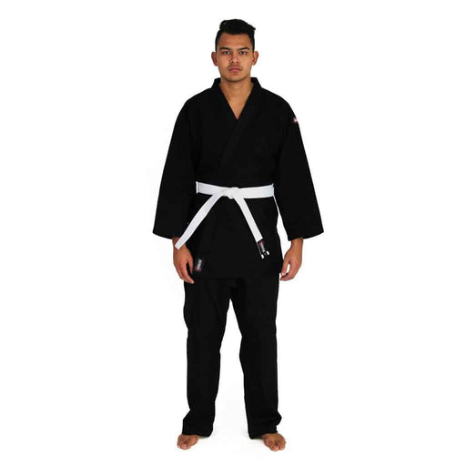 SMAI Judo Uniform Single Weave Gi (Black) Double Stitched + White Belt - Karate Gi - MMA DIRECT