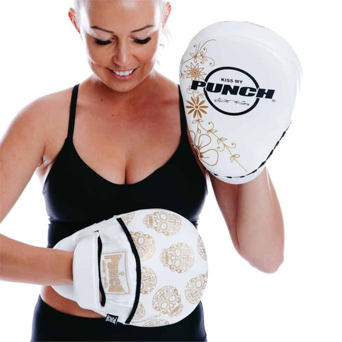 Punch Womens Focus Pads Skull Art White Limited Edition - Focus Pads - MMA DIRECT