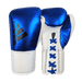 Adidas Hybrid 400 Lace Up Leather Boxing Gloves - Metallic Blue / White - Boxing Gloves - MMA DIRECT