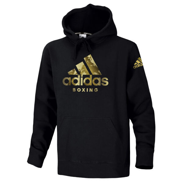 Adidas Badge of Sport Boxing Hoody Black & Gold - Hoodies - MMA DIRECT