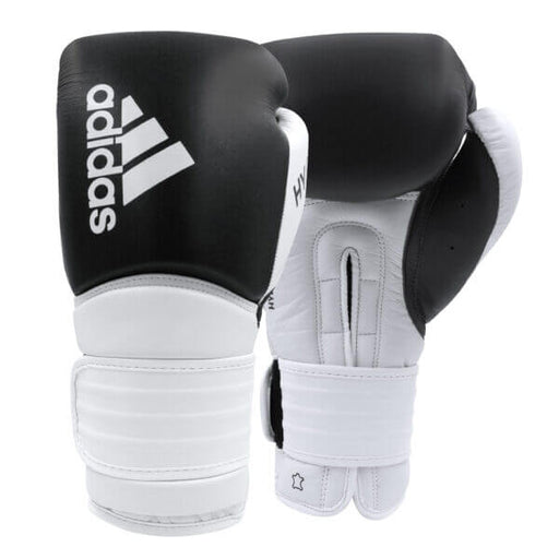 Adidas Hybrid 300 Leather Boxing Gloves - Black / White - Boxing Gloves - MMA DIRECT