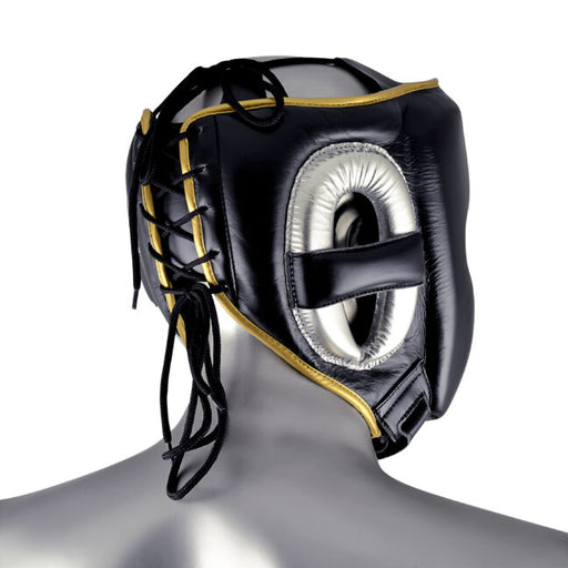 Adidas Adistar Pro Leather Head Guard Metallic Black/Silver - Head Guard - MMA DIRECT
