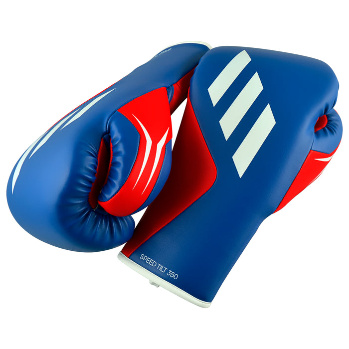 Adidas Speed TILT 350 Pro Training Boxing Gloves Cactus Leather Lace-Up Blue/Red - Boxing Gloves - MMA DIRECT