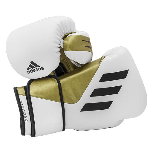 Adidas Speed TILT 350 Pro Training Boxing Gloves Cactus Leather Strap White/Gold - Boxing Gloves - MMA DIRECT